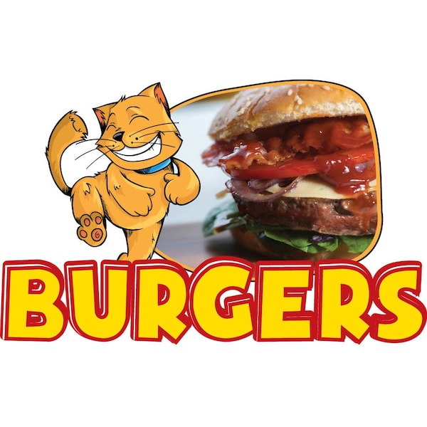 Safety Sign, 9 in Height, Vinyl, 6 in Length, Burgers, D-DC-16-Burgers